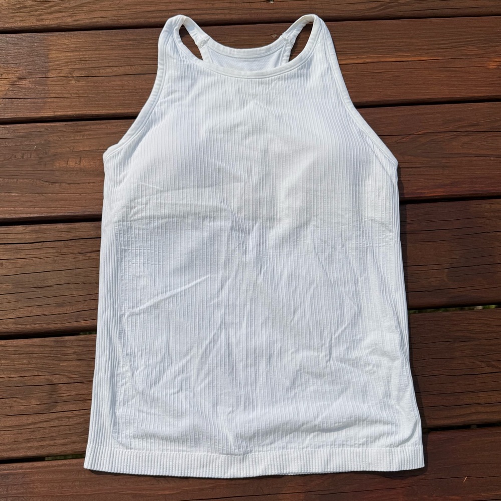 Zella White Ribbed Tank Top